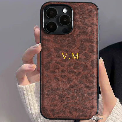 Personalisiertes iPhone-Hülle mit Leopardenmuster – Luxuriöses Leder-Design für iPhone 12, 13, 14, 15, 16 (Pro, Max)