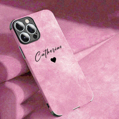 Personalisiertes iPhone-Hülle aus Lammleder in Matt – Luxuriöses Design mit Namensgravur für iPhone 13, 14, 15, 16 (Pro, Max)