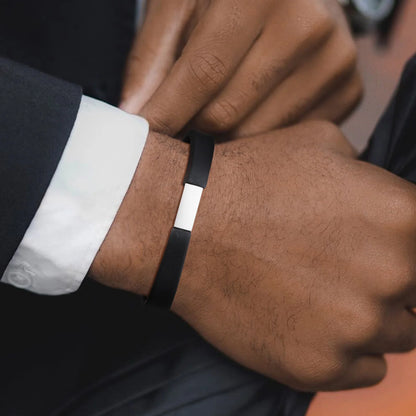 Edelstahl und Silikon-Sportarmband für Männer, personalisierte Namensarmband