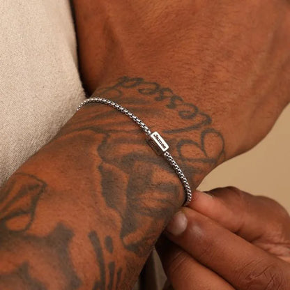 Personalisiertes Armband für Männer, Box-Chain-Stil aus Edelstahl