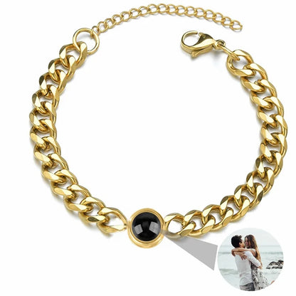 Personalisiertes Armband mit Foto-Projektion – Titanstahl-Armband mit individuellem Foto für Männer
