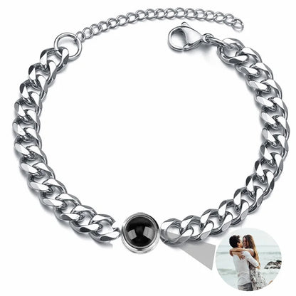 Personalisiertes Armband mit Foto-Projektion – Titanstahl-Armband mit individuellem Foto für Männer