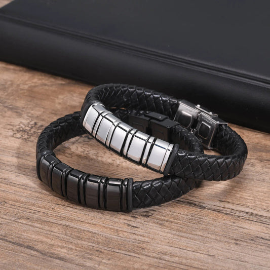 Personalisierte Leder-Seilketten-Armband für Männer, individuell mit 2–6 Namen