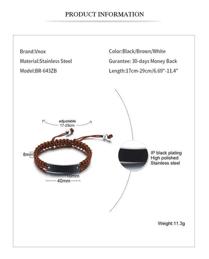 Seilketten-Armband mit personalisiertem Namen und Längenverstellbarkeit