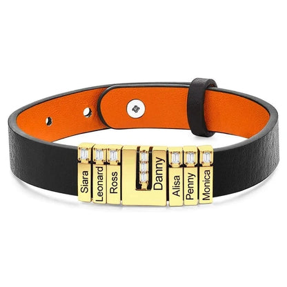 Personalisierbares Lederarmband mit Edelstahl, verstellbares Lederarmband