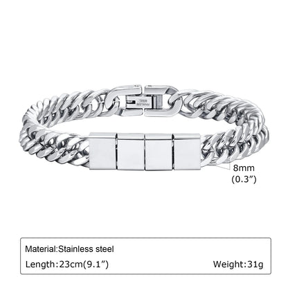 Personalisierbares Cuban Chain Armband für Männer – Edelstahl mit Namensgravur