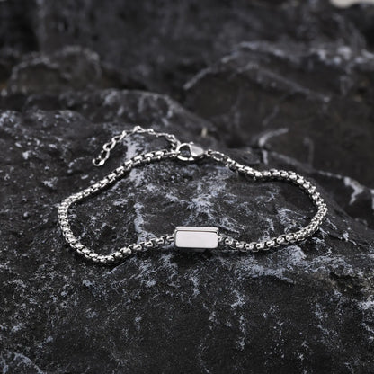 Personalisiertes Armband für Männer, Box-Chain-Stil aus Edelstahl