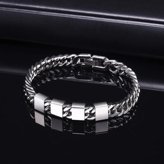 Personalisierbares Cuban Chain Armband für Männer – Edelstahl mit Namensgravur