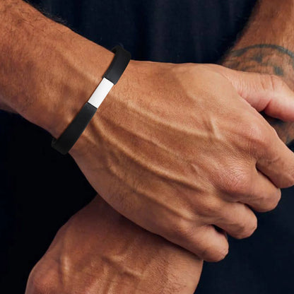 Edelstahl und Silikon-Sportarmband für Männer, personalisierte Namensarmband