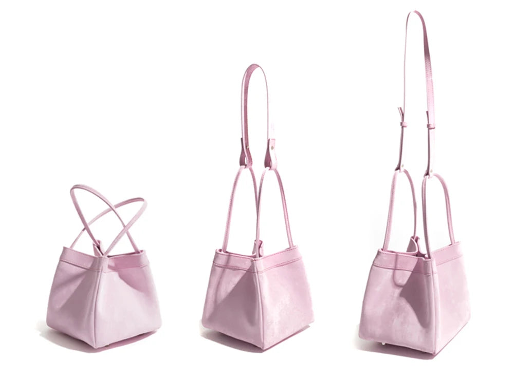 Luxuriöse Damen Bucket Handtasche aus Seide & Wildleder mit Schultergurt – Personalisierbar mit Namen