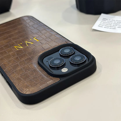 Personalisiertes iPhone-Hülle mit Krokodilmuster – Luxuriöses Leder-Design mit Namensgravur für iPhone 13, 14, 15, 16 (Pro, Max)