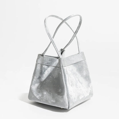 Luxuriöse Damen Bucket Handtasche aus Seide & Wildleder mit Schultergurt – Personalisierbar mit Namen
