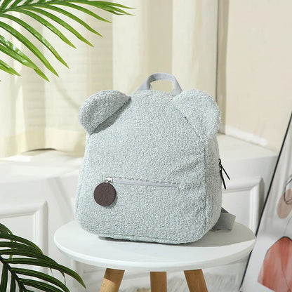 Flauschiger Rucksack mit Bärenohren aus Fleece – Perfekt für Schule, Reisen oder Einkaufen