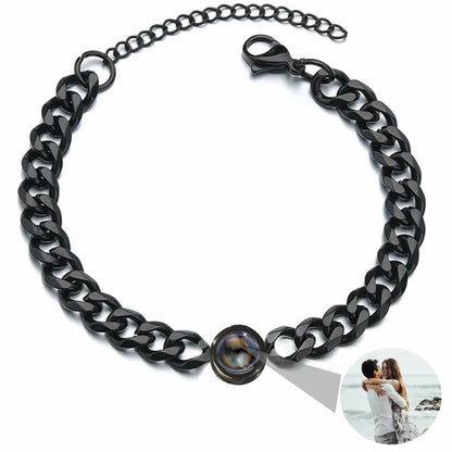Personalisiertes Armband mit Foto-Projektion – Titanstahl-Armband mit individuellem Foto für Männer