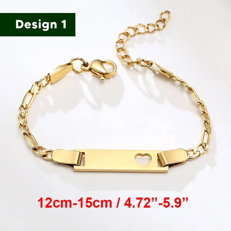 Armband für Baby-Mädchen und Junge, aus Edelstahl, längenverstellbar mit Namensgravur