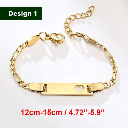 Armband für Baby-Mädchen und Junge, aus Edelstahl, längenverstellbar mit Namensgravur