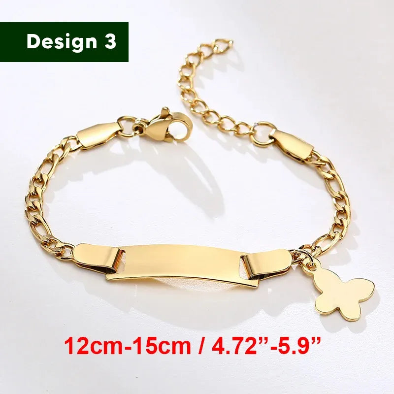 Armband für Baby-Mädchen und Junge, aus Edelstahl, längenverstellbar mit Namensgravur
