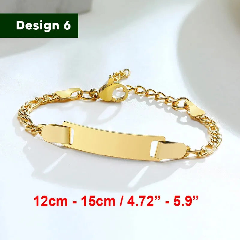 Armband für Baby-Mädchen und Junge, aus Edelstahl, längenverstellbar mit Namensgravur