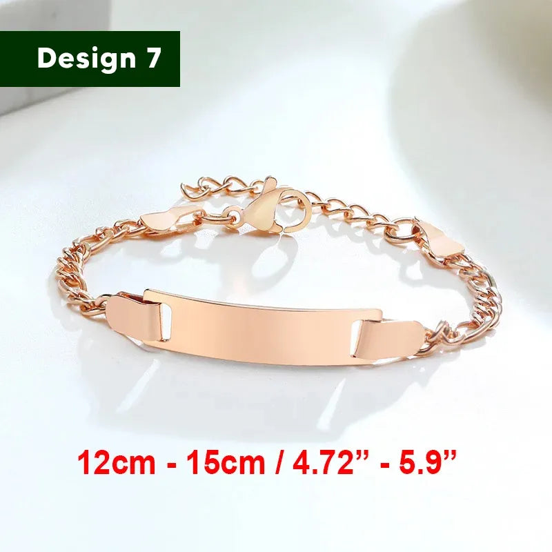 Armband für Baby-Mädchen und Junge, aus Edelstahl, längenverstellbar mit Namensgravur
