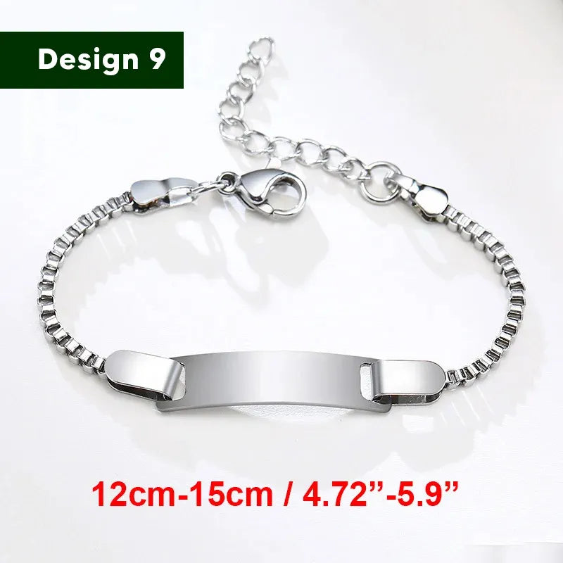Armband für Baby-Mädchen und Junge, aus Edelstahl, längenverstellbar mit Namensgravur