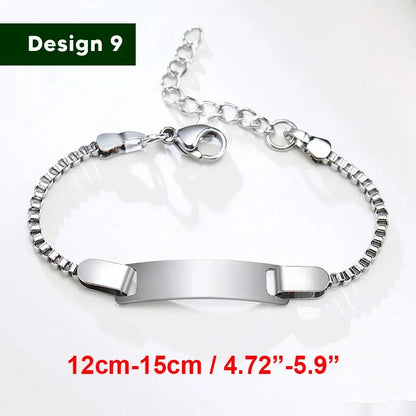 Armband für Baby-Mädchen und Junge, aus Edelstahl, längenverstellbar mit Namensgravur