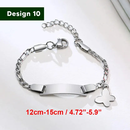 Armband für Baby-Mädchen und Junge, aus Edelstahl, längenverstellbar mit Namensgravur