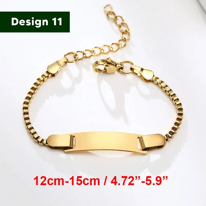 Armband für Baby-Mädchen und Junge, aus Edelstahl, längenverstellbar mit Namensgravur