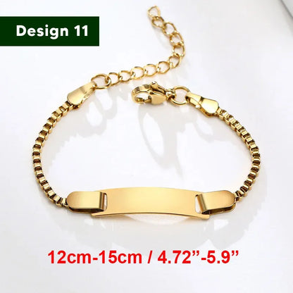 Armband für Baby-Mädchen und Junge, aus Edelstahl, längenverstellbar mit Namensgravur