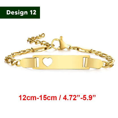 Armband für Baby-Mädchen und Junge, aus Edelstahl, längenverstellbar mit Namensgravur
