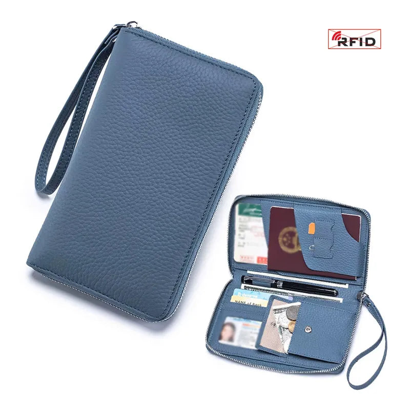 Personalisiertes Reisepass-Portemonnaie aus echtem Leder – Mit Namensgravur und RFID-Schutz