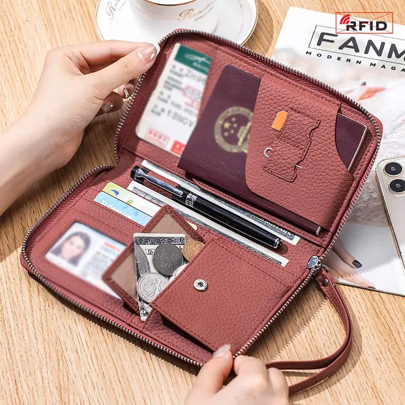 Personalisiertes Reisepass-Portemonnaie aus echtem Leder – Mit Namensgravur und RFID-Schutz