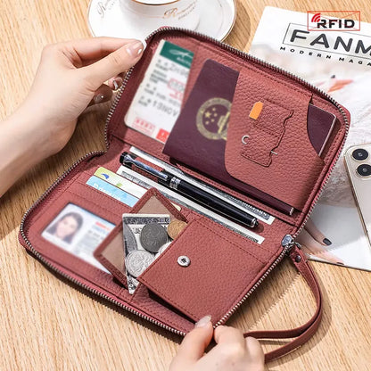 Personalisiertes Reisepass-Portemonnaie aus echtem Leder – Mit Namensgravur und RFID-Schutz