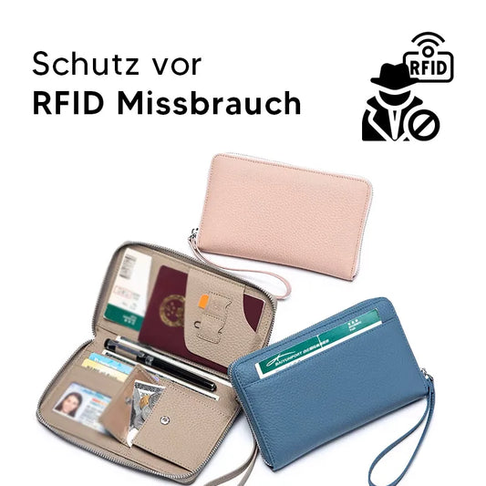 Personalisiertes Reisepass-Portemonnaie aus echtem Leder – Mit Namensgravur und RFID-Schutz