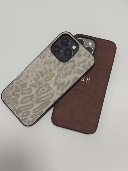 Personalisiertes iPhone-Hülle mit Leopardenmuster – Luxuriöses Leder-Design für iPhone 12, 13, 14, 15, 16 (Pro, Max)