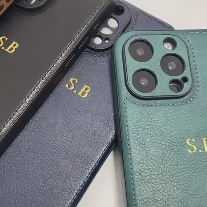 Personalisiertes Leder-Hülle für iPhone 13, 14, 15, 16 (Pro, Plus und Max) – Luxuriöses Design mit Namensgravur
