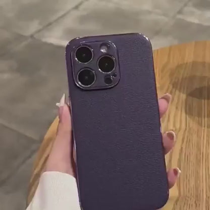Personalisiertes iPhone-Hülle mit Namensgravur – Leder-Hülle mit Chrom-Bumper für iPhone 13, 14, 15, 16 (Pro, Max)