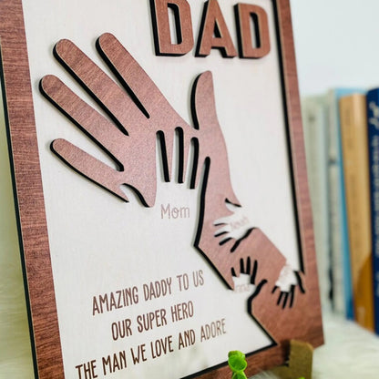 Personalisierter Holzdekoration, Geschenk für Papa, Geschenk für Opa, individueller Kindername