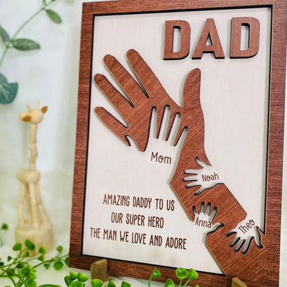 Personalisierter Holzdekoration, Geschenk für Papa, Geschenk für Opa, individueller Kindername