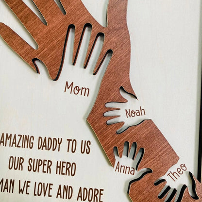 Personalisierter Holzdekoration, Geschenk für Papa, Geschenk für Opa, individueller Kindername
