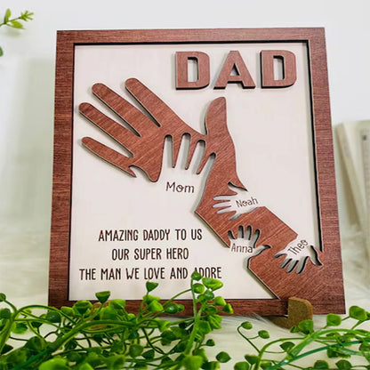 Personalisierter Holzdekoration, Geschenk für Papa, Geschenk für Opa, individueller Kindername