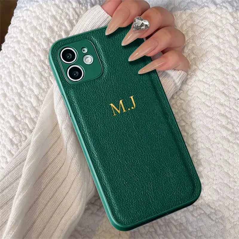 Personalisiertes iPhone-Hülle mit Namensgravur – Leder-Design für iPhone