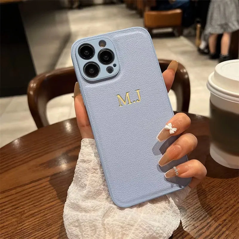 Personalisiertes iPhone-Hülle mit Namensgravur – Leder-Design für iPhone