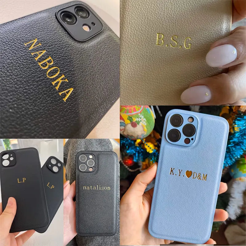 Personalisiertes iPhone-Hülle mit Namensgravur – Leder-Design für iPhone