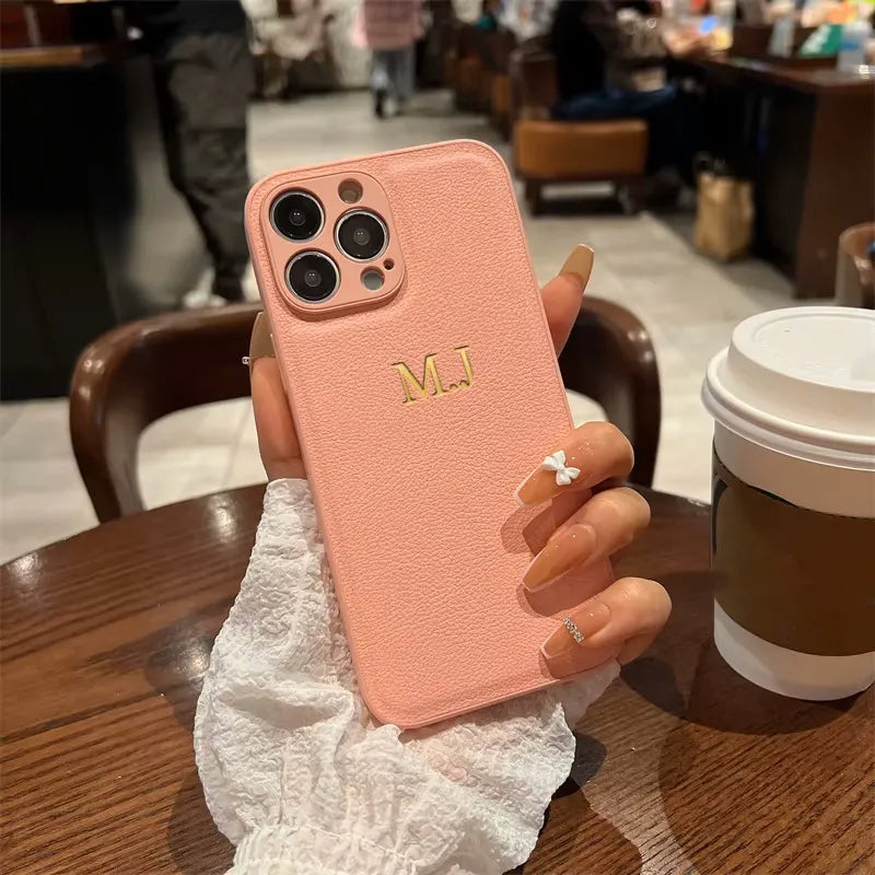 Personalisiertes iPhone-Hülle mit Namensgravur – Leder-Design für iPhone