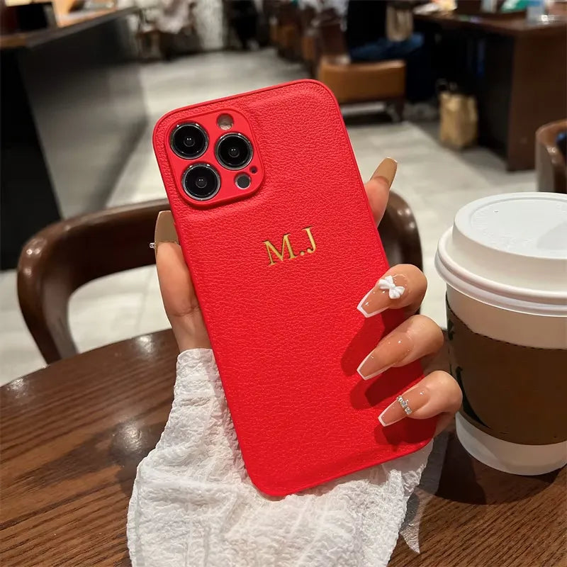 Personalisiertes iPhone-Hülle mit Namensgravur – Leder-Design für iPhone